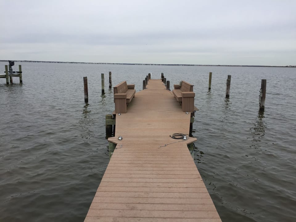 90 foot dock with two boat slips.