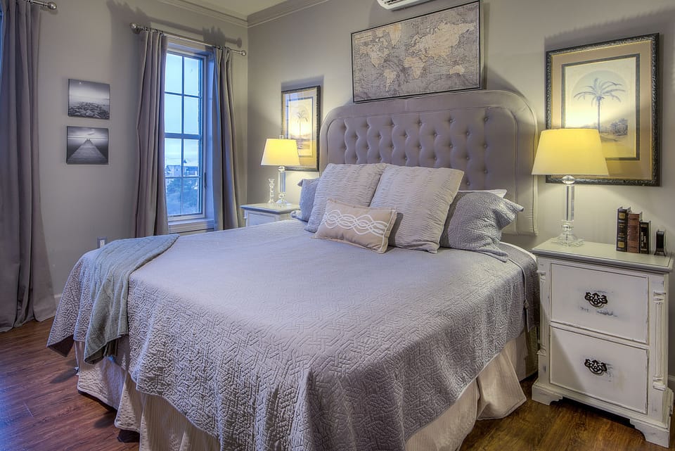 Plenty of natural light with black out curtains for a restful sleep