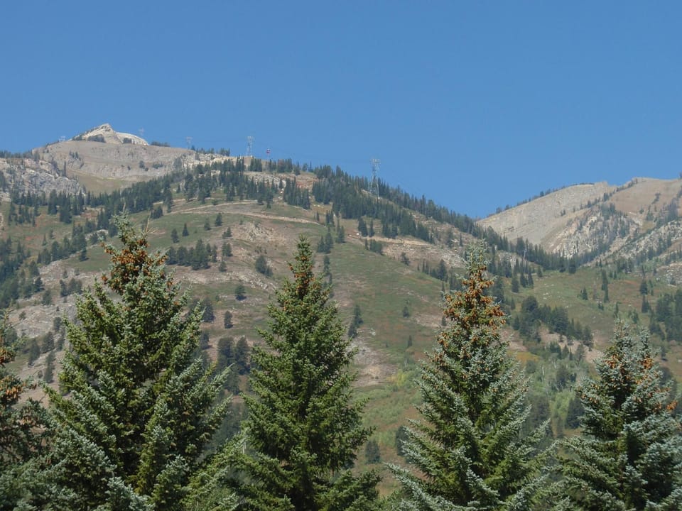 View of ski slopes and Tram from the front of the house