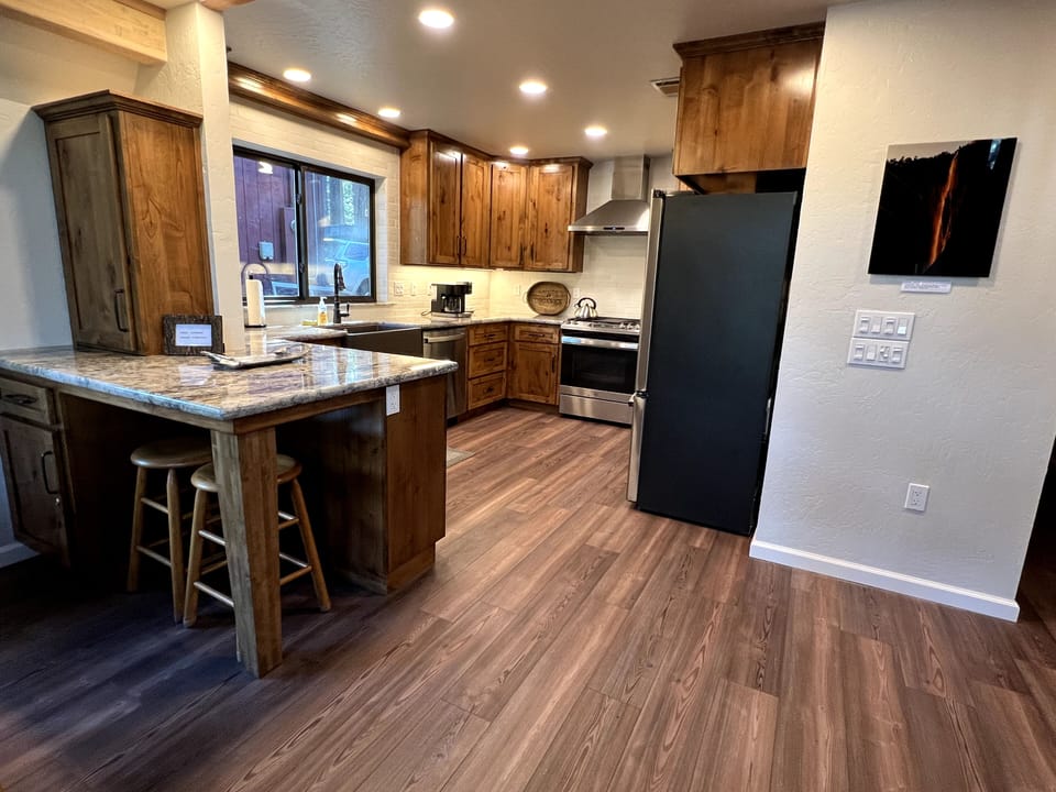 new flooring and part of newly remodeled kitchen.