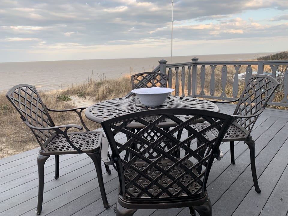 New dining set on the deck.
