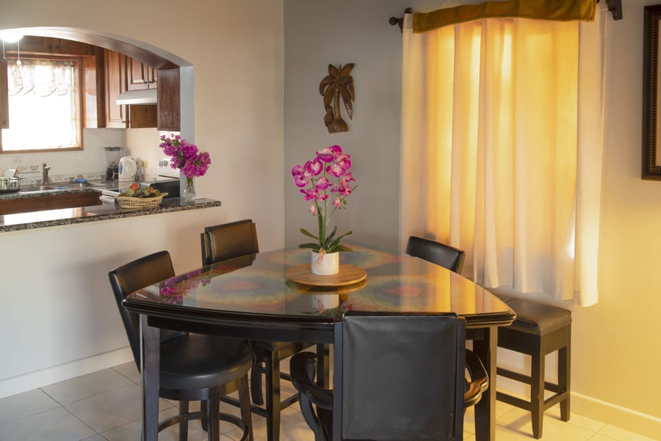 Open the drapes and enjoy the view from your dining table!