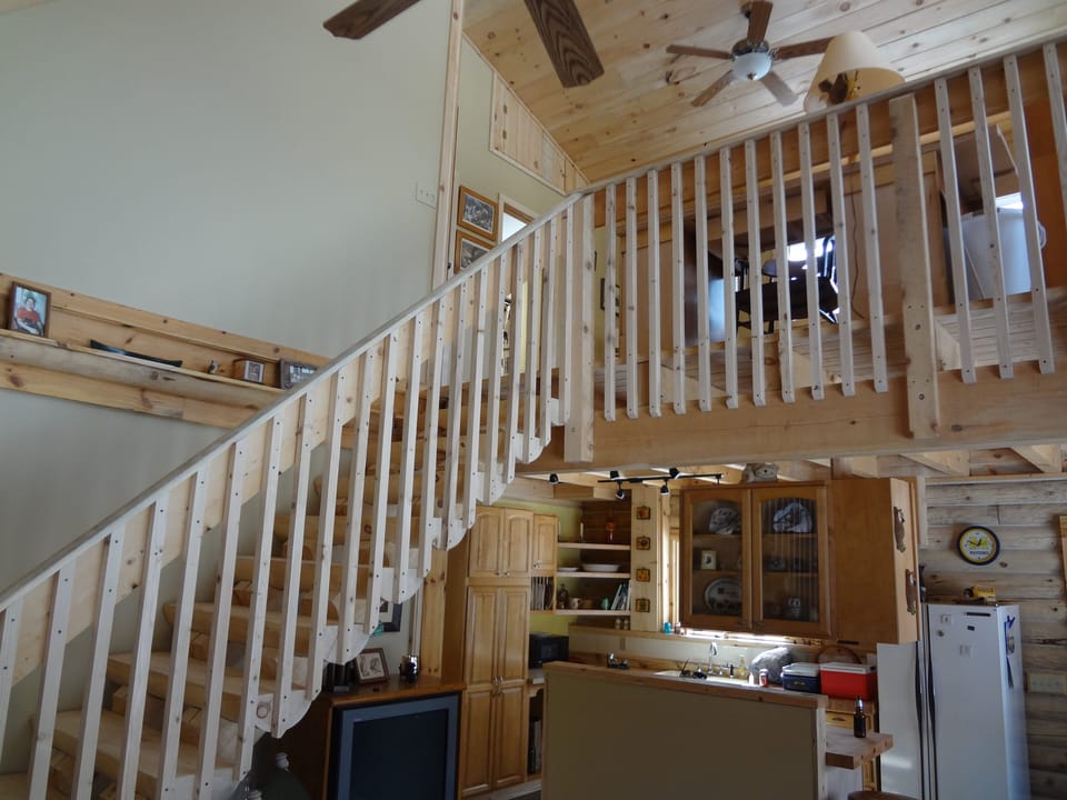 Log stairs to loft
