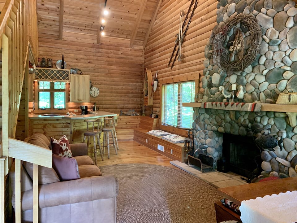 Living/Dining Room area with Fireplace