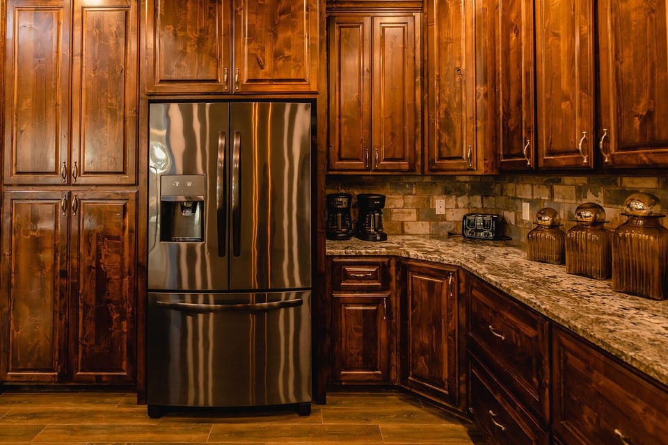 Large refrigerator and tons of counter space. 