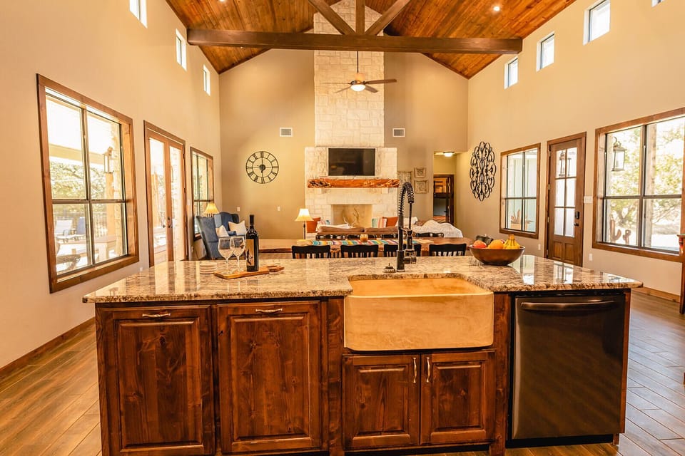Kitchen opens up to living room. 