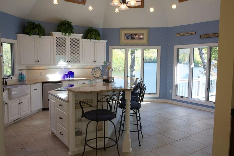 View from kitchen looking out over cove