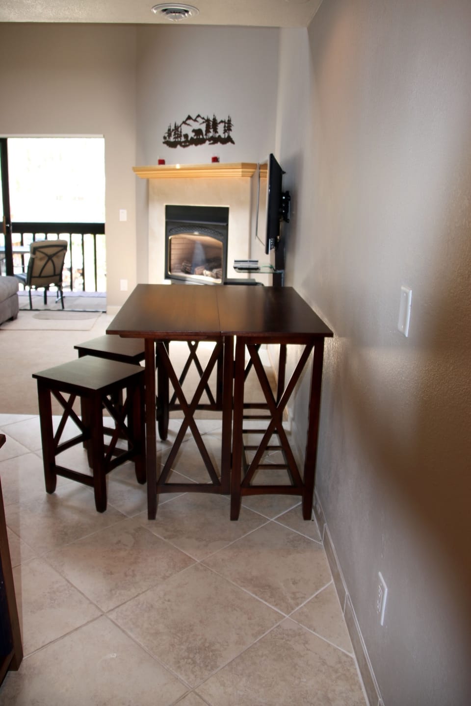 Table folds out to 
Table: 46"W x 36"D x 35.25"H