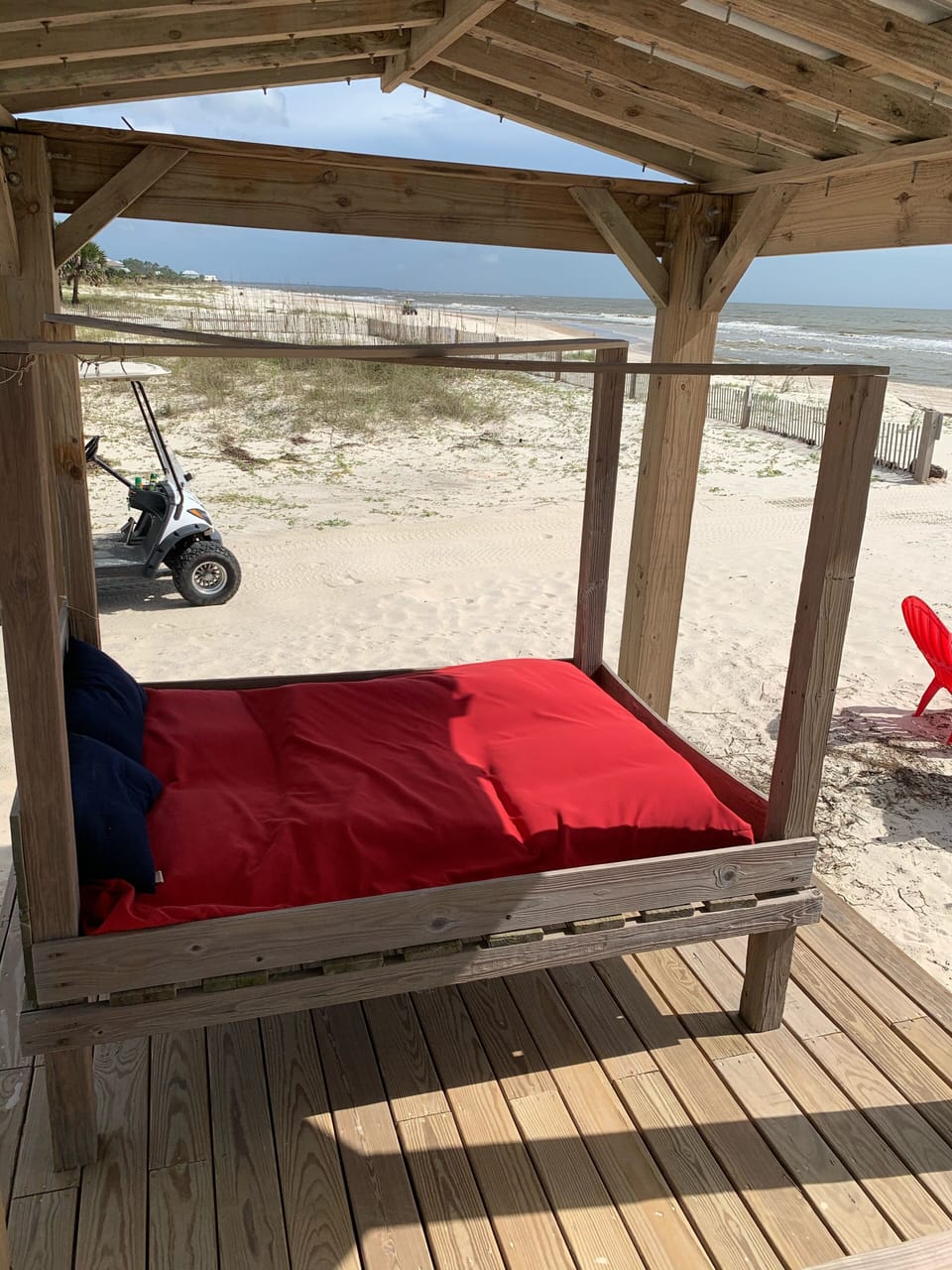 Beach hut bed. 