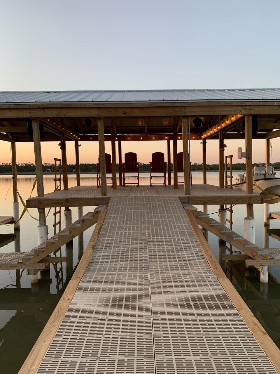 Boat house rebuilt after Michael 
