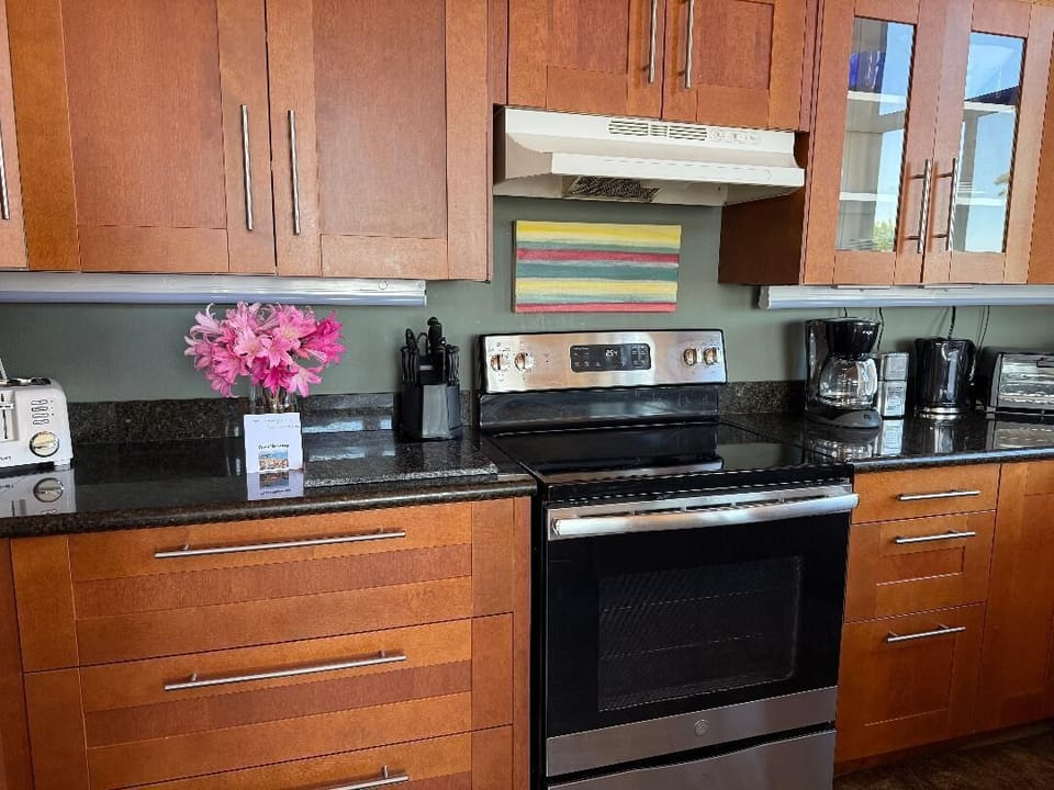 Full kitchen with amenities and cookware