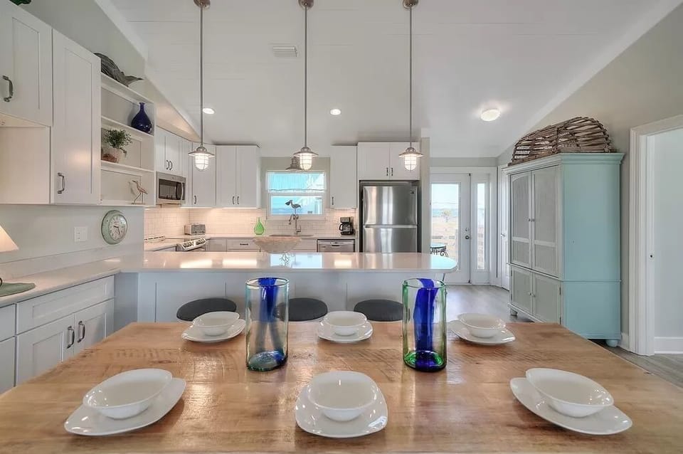 Custom dining table with seating for six
