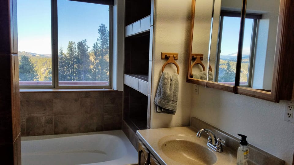 First floor bathroom is connected to the living area and master bedroom