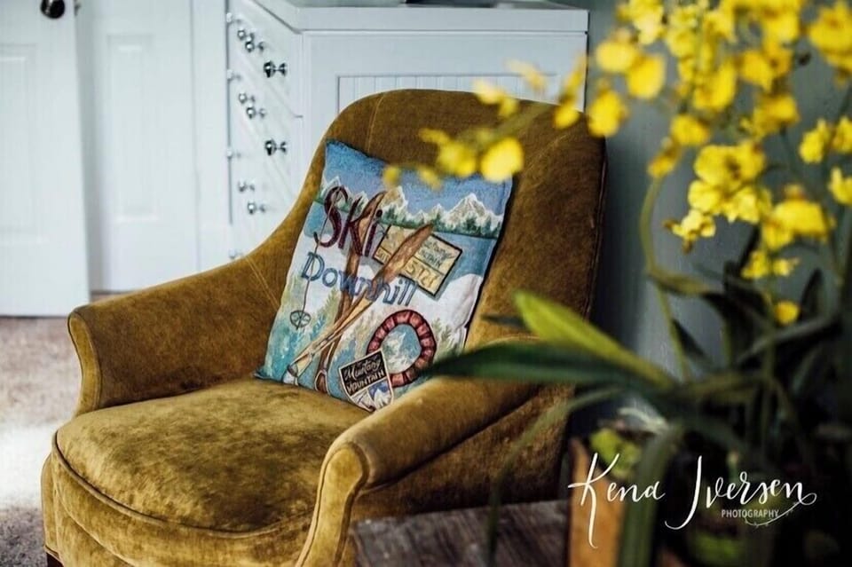 Relax in the master bedroom looking out at the mountains.