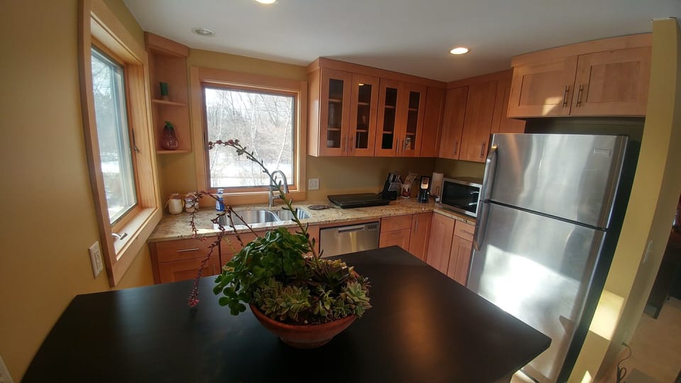 Custom cabinetry and nice appliances. 