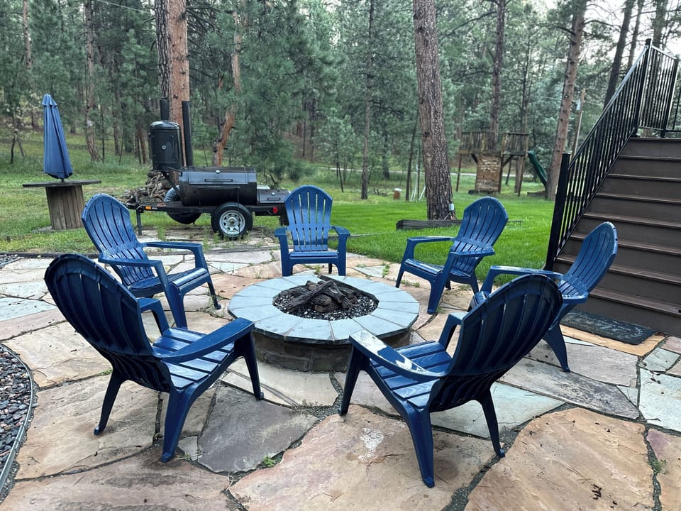 Enjoy conversations around the gas fire pit