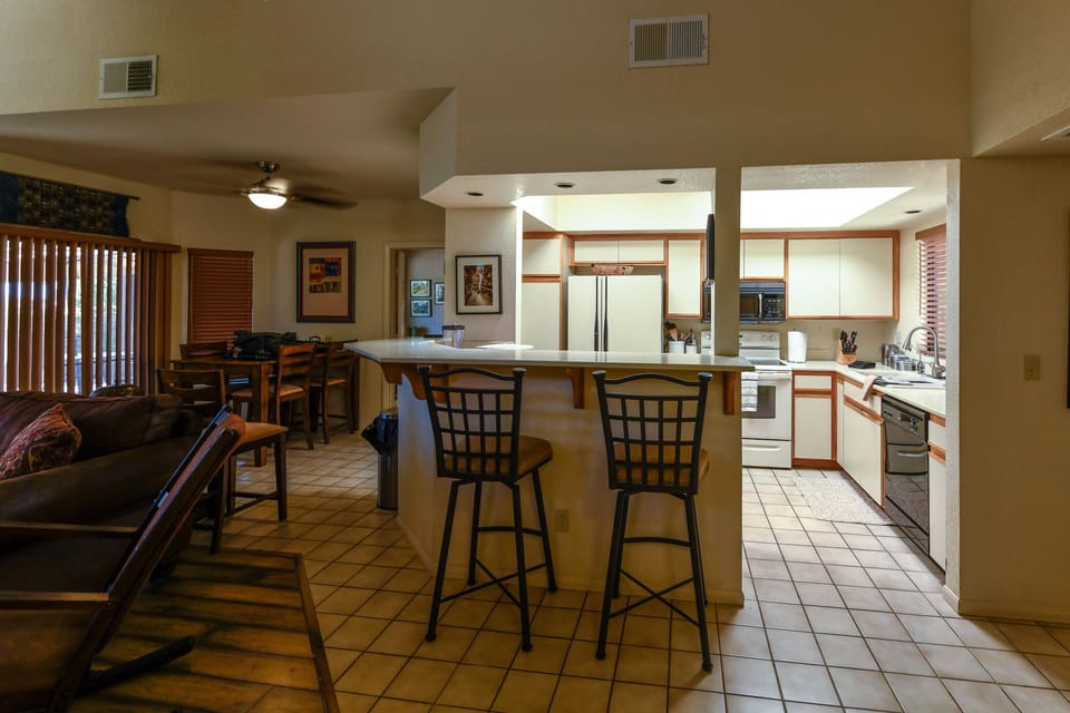 Open plan from kitchen to living room.