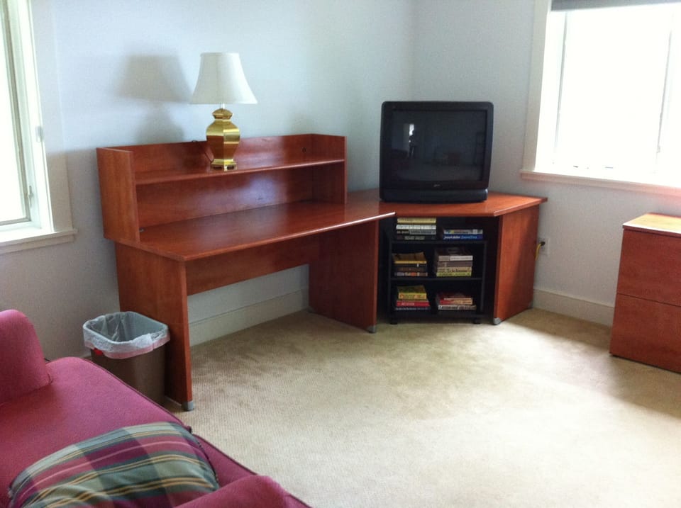 Den.  Sofa opens up to sleep one. West wing.