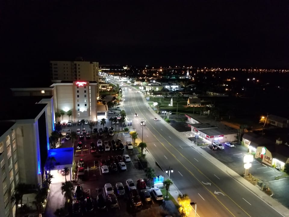 Night time city and river view