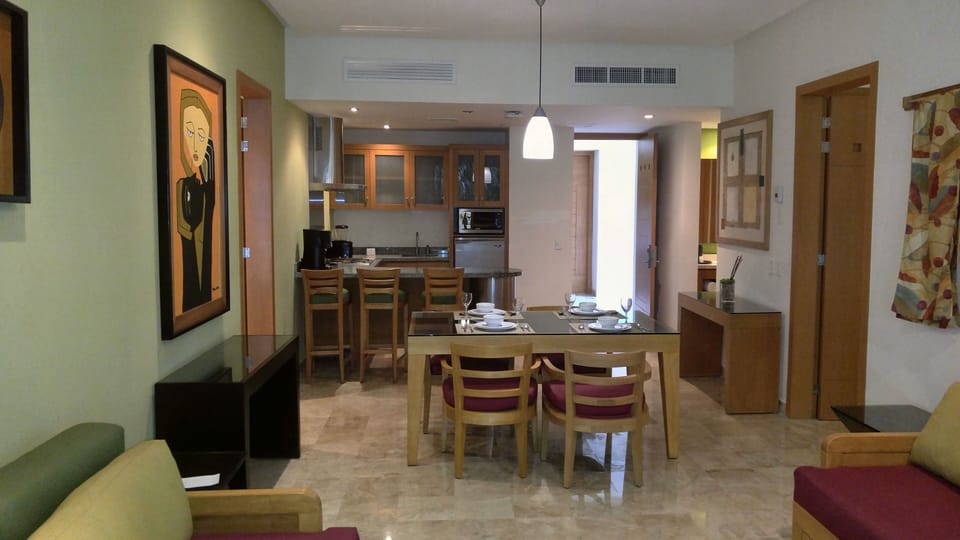 View of dining area and kitchen 