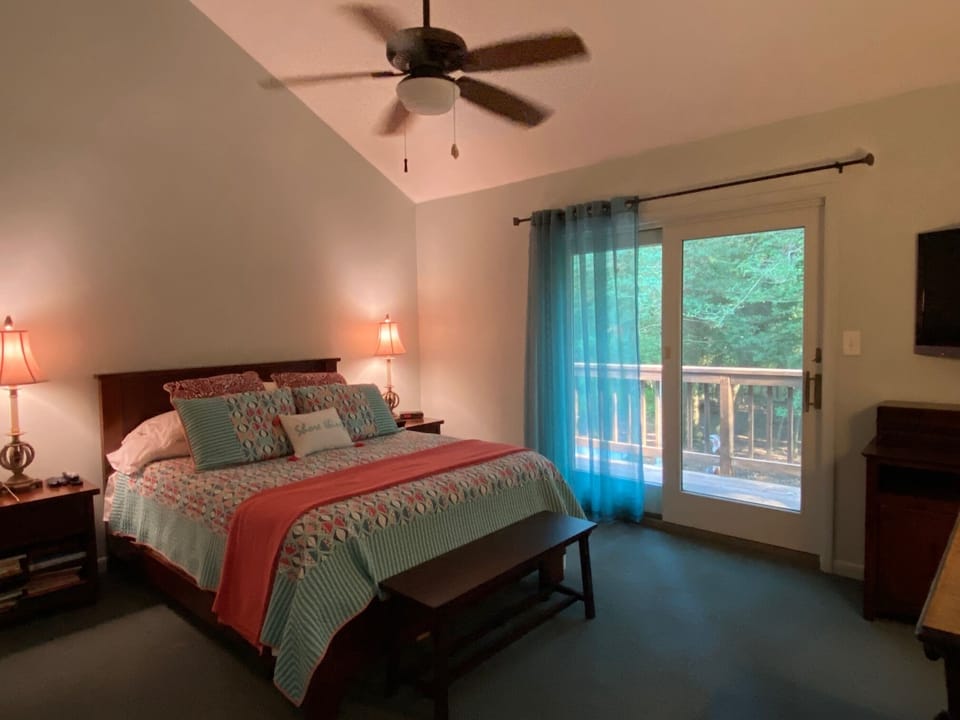 Master Bedroom Suite: on private 2nd floor; with balcony, queenbed, ceiling fan.