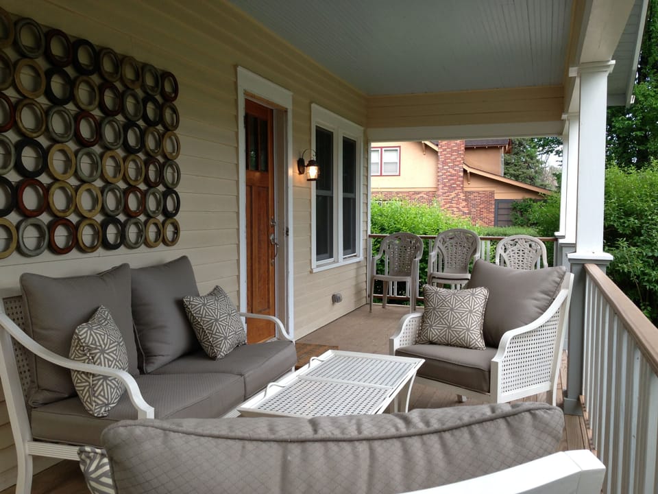 The front porch is my favorite spot.  Coffee in the morning overlooks the park. 