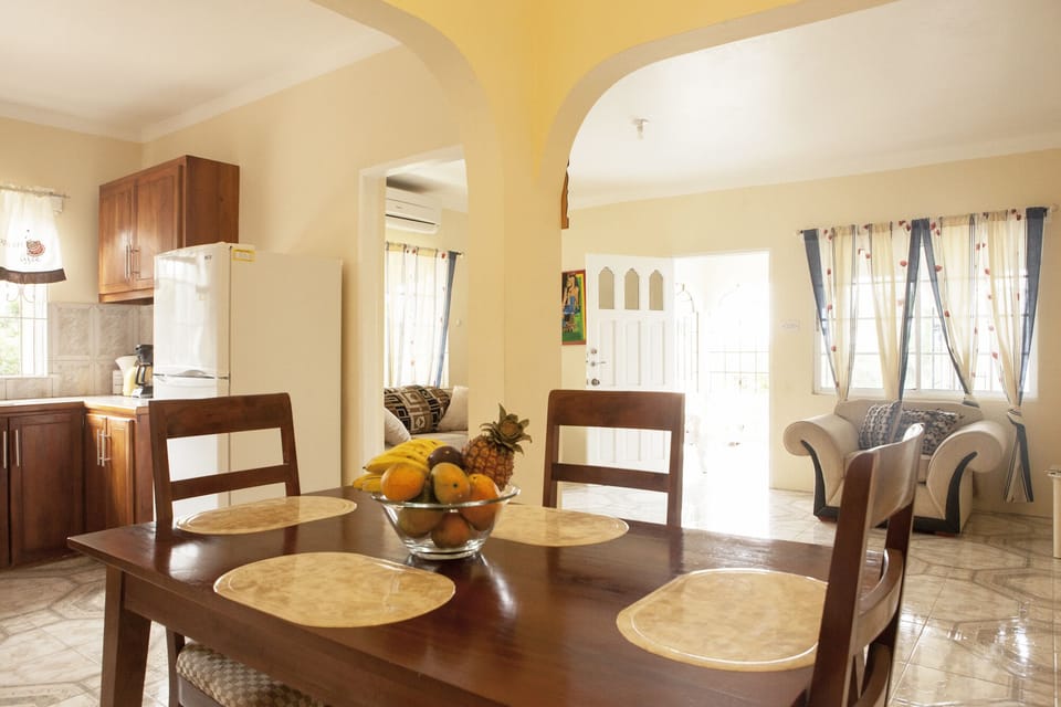 Dining area and living room