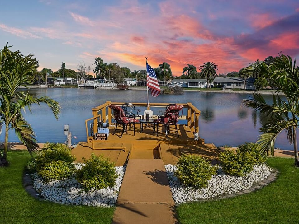 Waterfront dock at sunset with breathtaking views