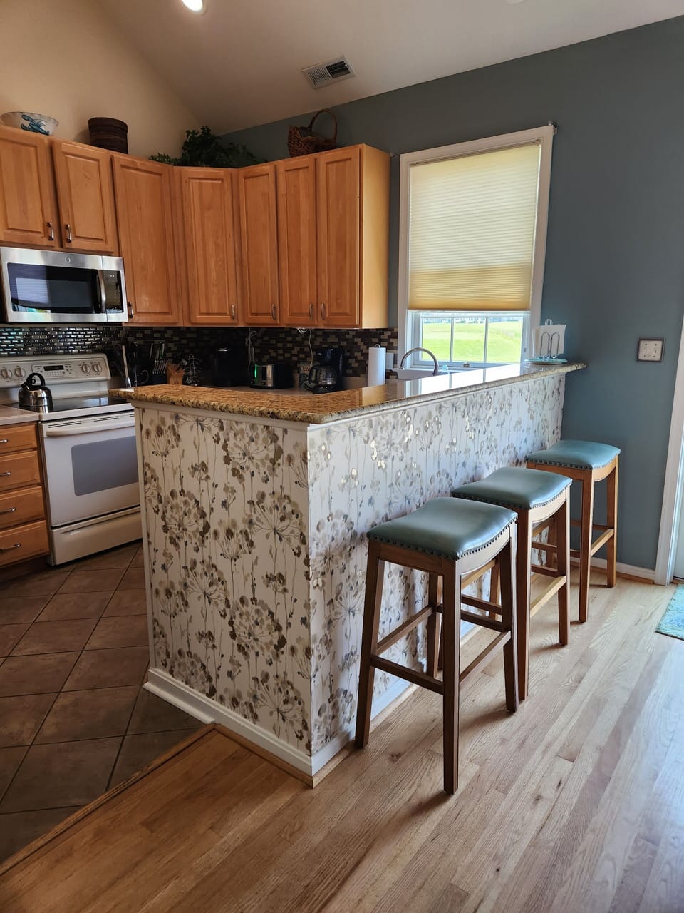View into kitchen