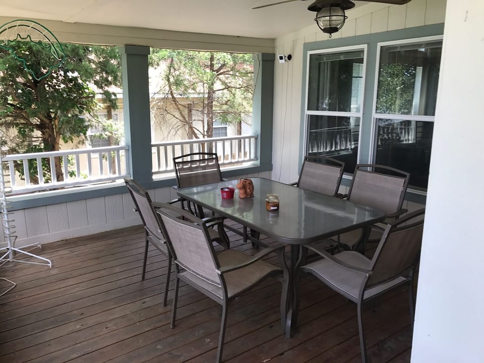 Shaded porch facing the lake