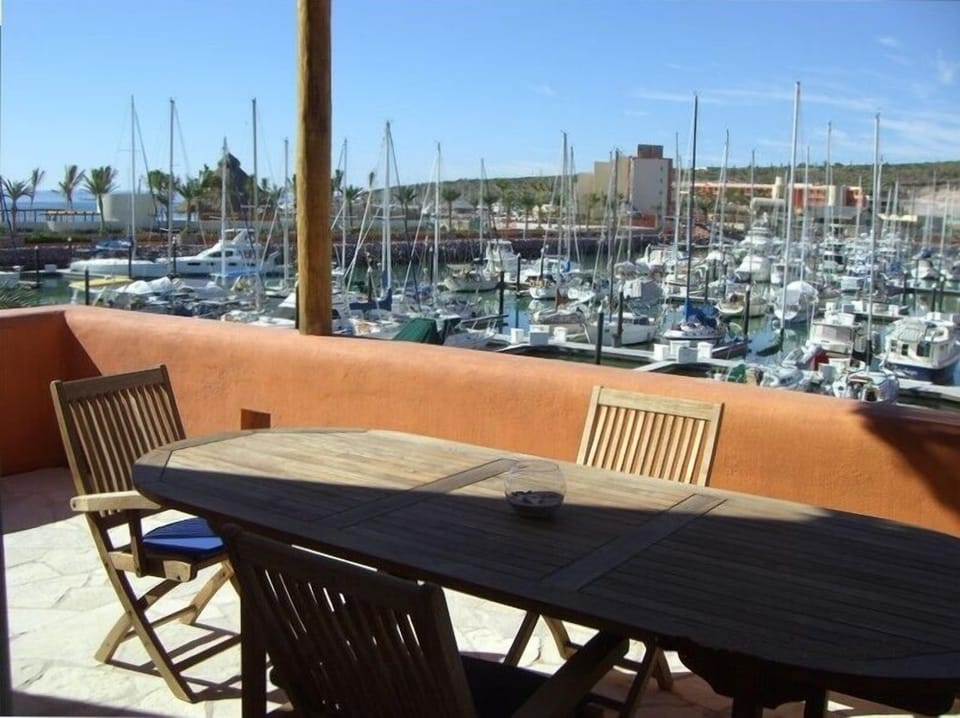 Terrace overlooking the marina and Bay of La Paz. Fabulous sunset views!