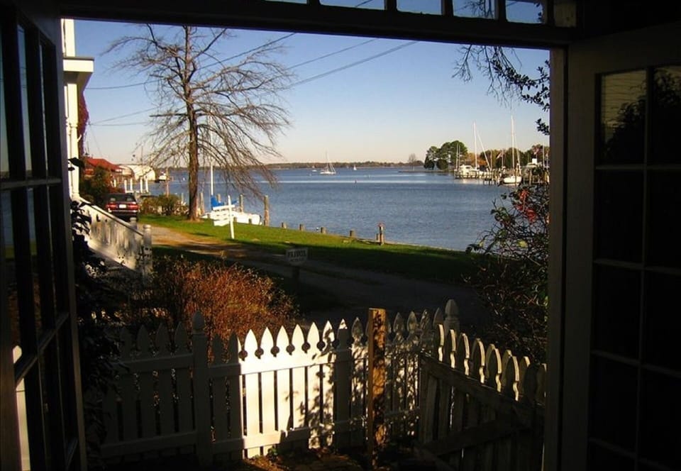 View of St Michaels Harbor from french doors in Living Room, and from Side Patio