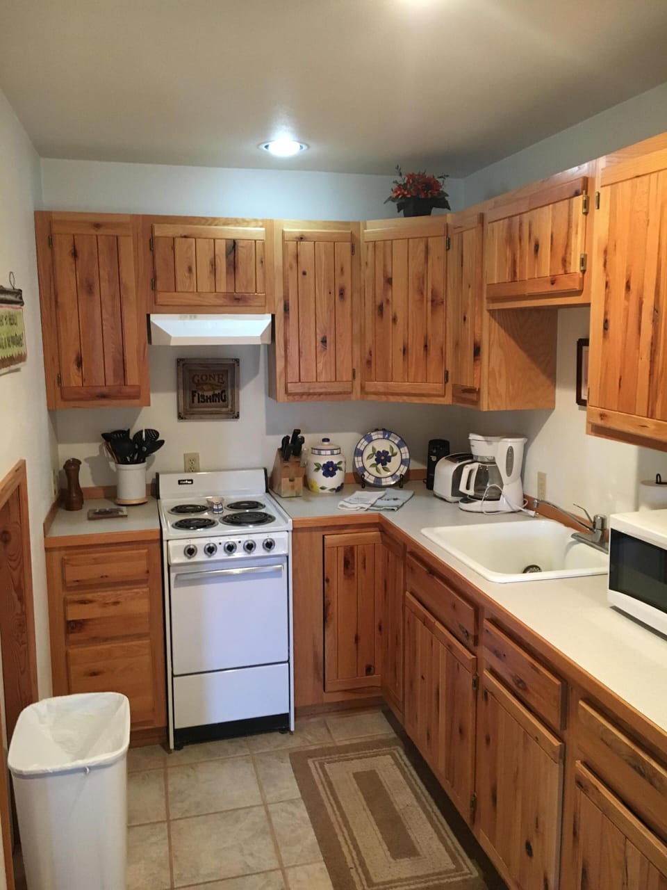 Downstairs kitchenette; with full size fridge and stove