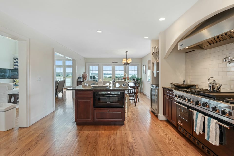View inside large kitchen with Island
