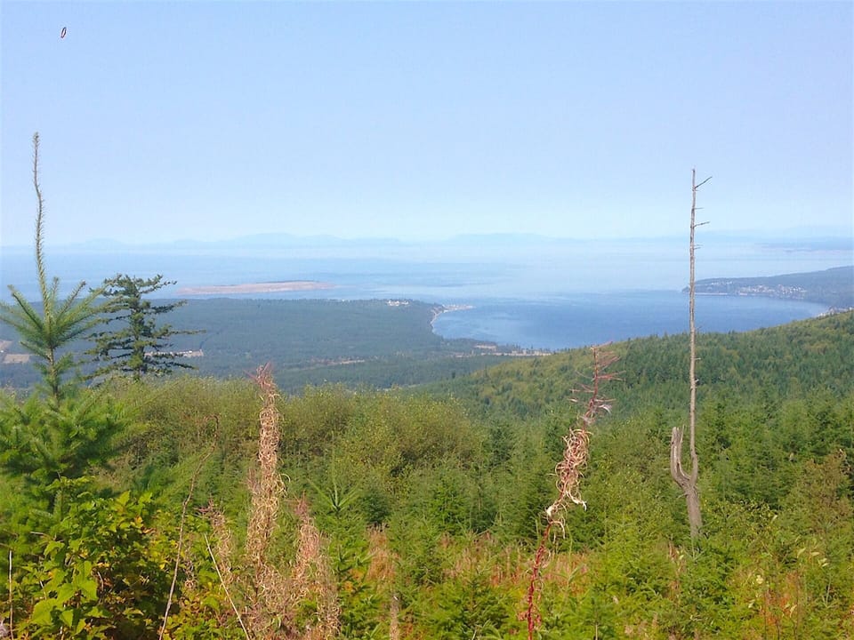 View to Miller Peninsula, Discovery Bay, and Protection Island from hills south.