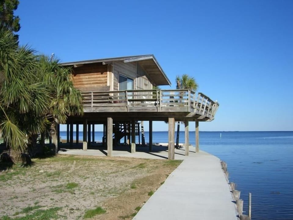 View of the South side of the cottage, second deck on east side.