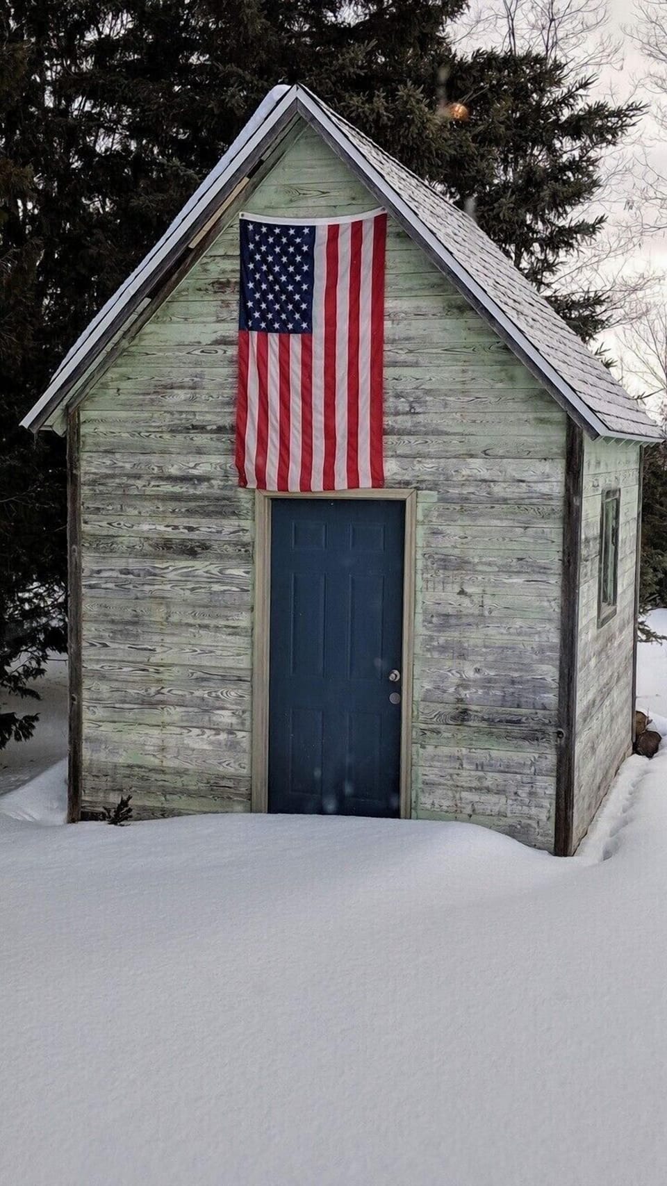 Outside shed in the winter