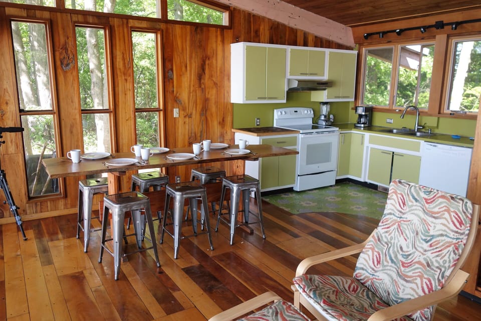 Kitchen and dining. Live edge white oak table my brother and nephew made!
