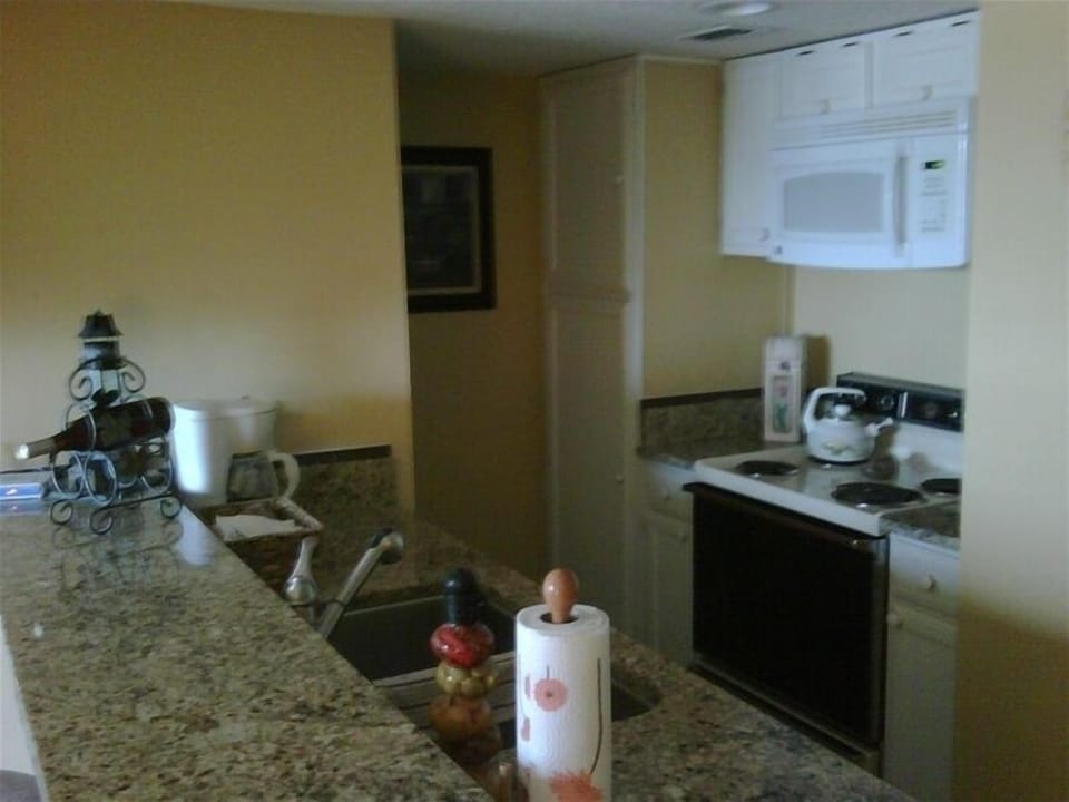 A view of the kitchen.