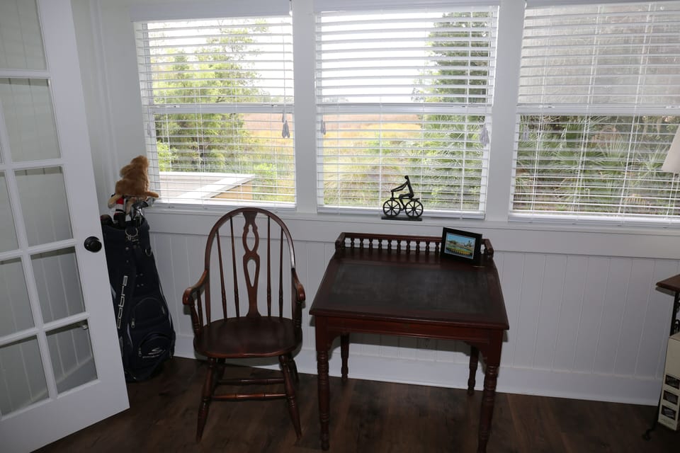 Writing desk, beautiful view of the marsh...