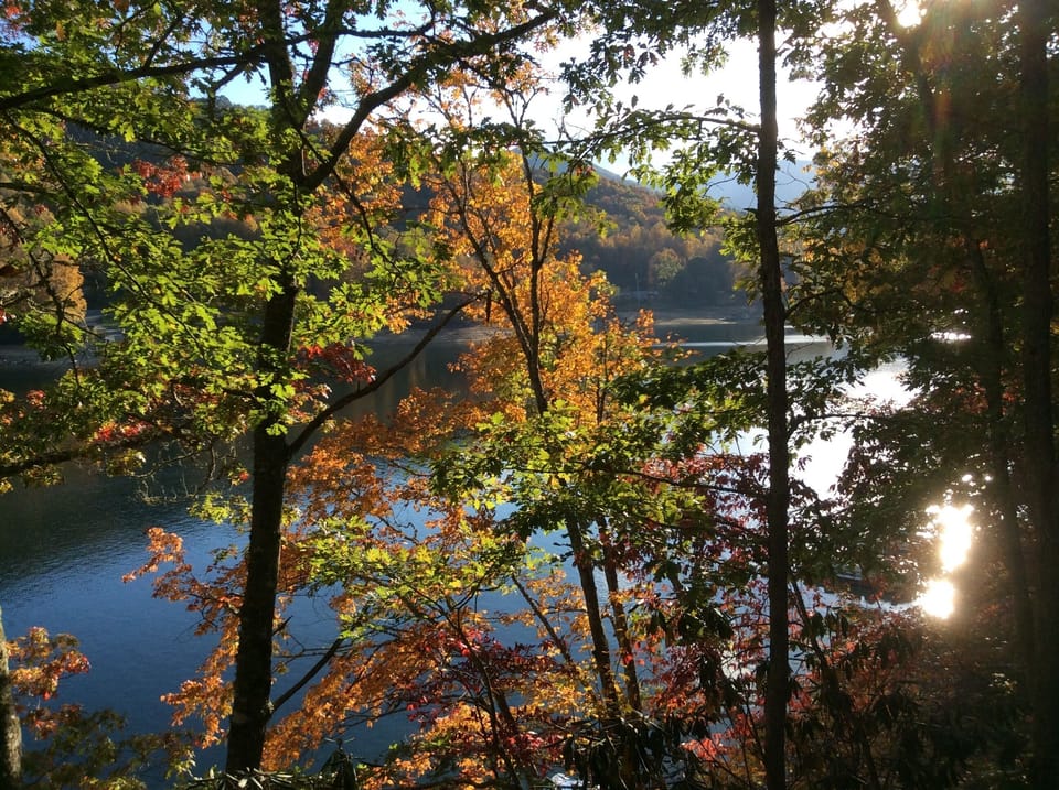 Amazing views overlooking Lake Nantahala just footsteps below. 