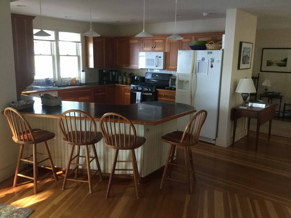Kitchen area with room for overflow seating at the bar