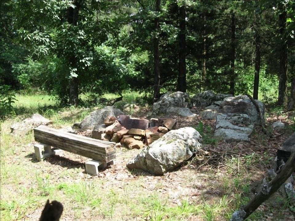 your private firepit and rock garden
