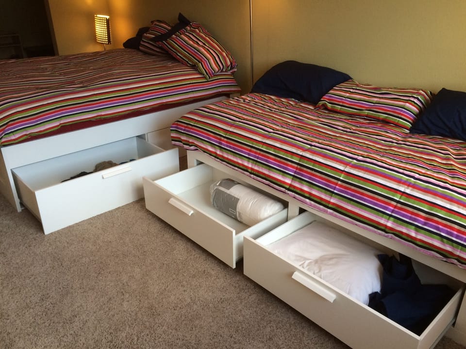 All of the loft beds have drawers below for easy storage of your clothing.
