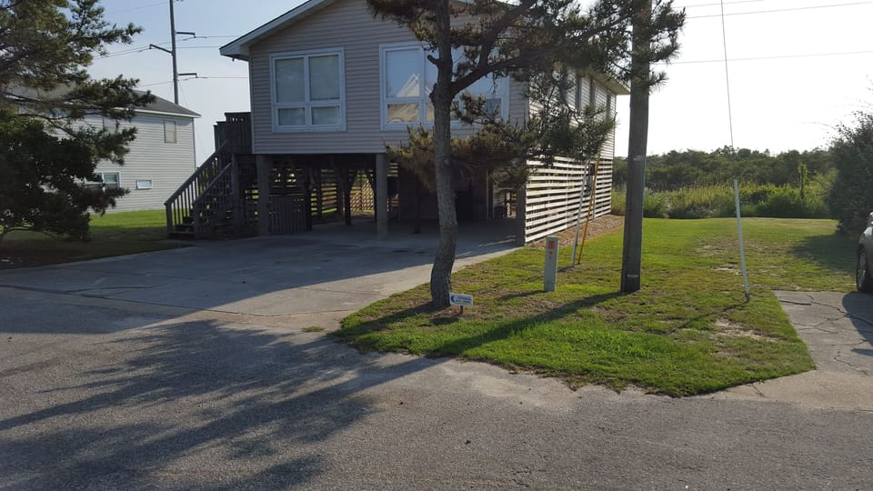 Front of the cottage you will see when you pull up.