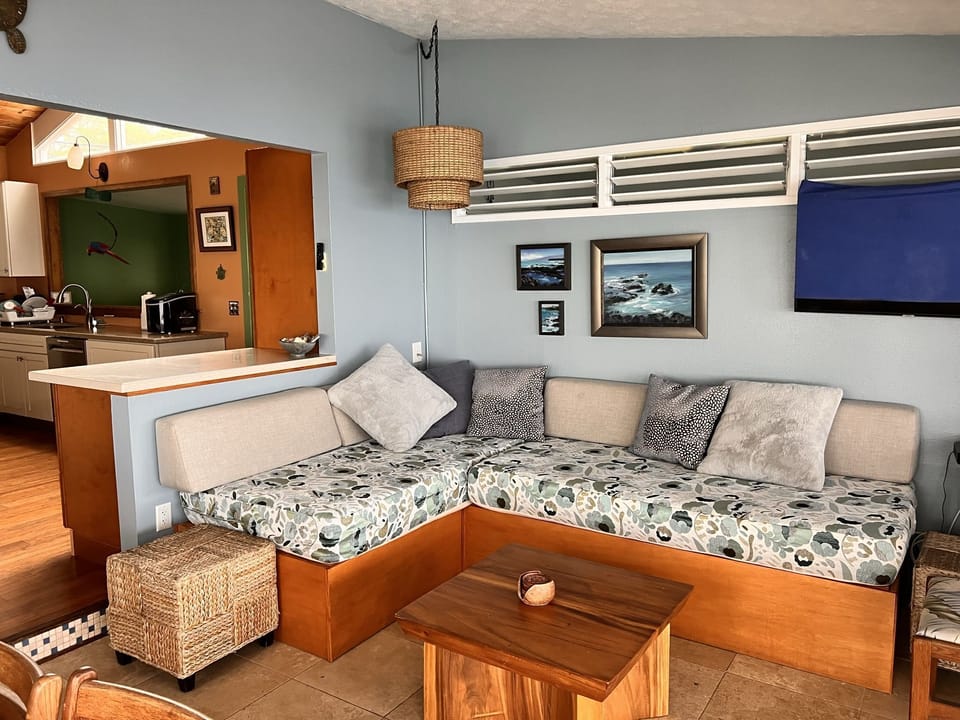 2 twin beds make a sofa- perfect for sleeping or lounging
