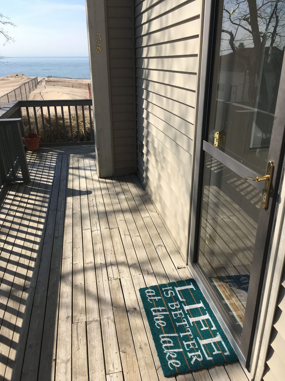 Front Porch, yes that is Lake Michigan in the background.