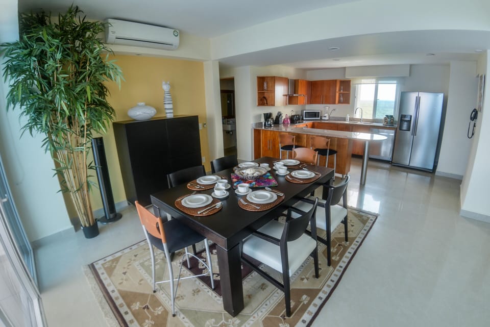 Dining room table is also convertible to fit up to 8 people 