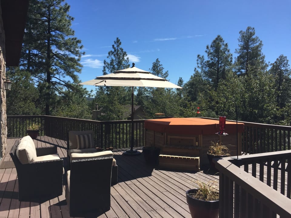 Large deck space over looking the Ponderosa Pines. 

