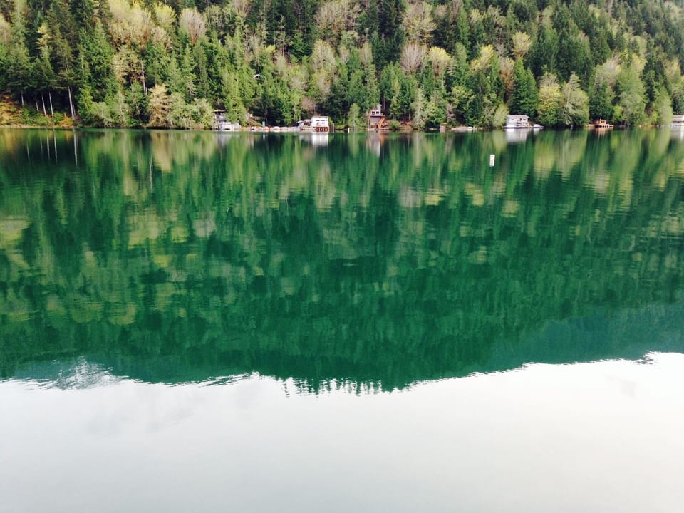 Looking directly across the lake